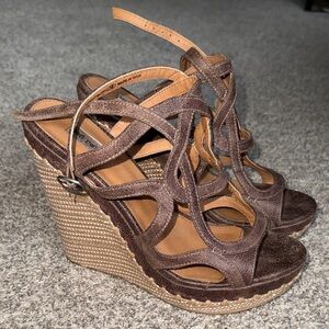 Not Rated Brown Strappy Wedge Sandals